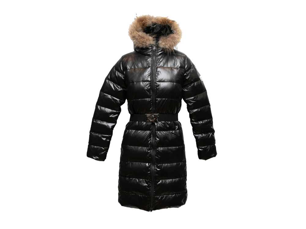 Black Moncler Fur-Trimmed Hooded Down Puffer Coat… - image 3