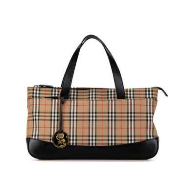 Brown Burberry Haymarket Check Canvas Handbag