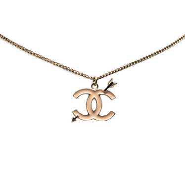 Gold Chanel Gold Plated and Enamel CC Arrow Pendan