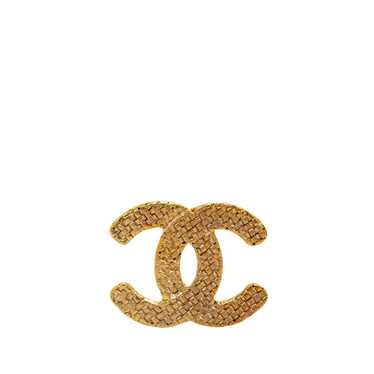 Gold Chanel Gold Plated CC Quilted Brooch - image 1