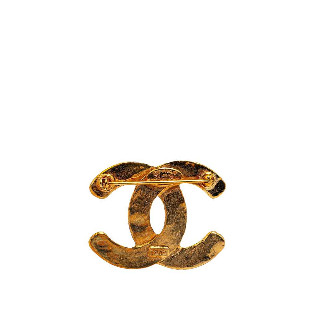 Gold Chanel Gold Plated CC Quilted Brooch - image 2