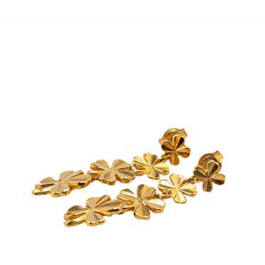 Gold Chanel Gold Plated Clover Push Back Earrings