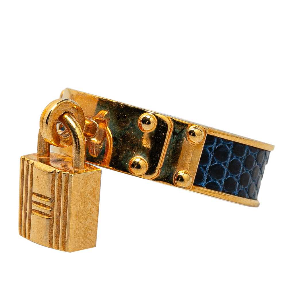 Blue Hermès Gold Plated Kelly Scarf Ring - image 2