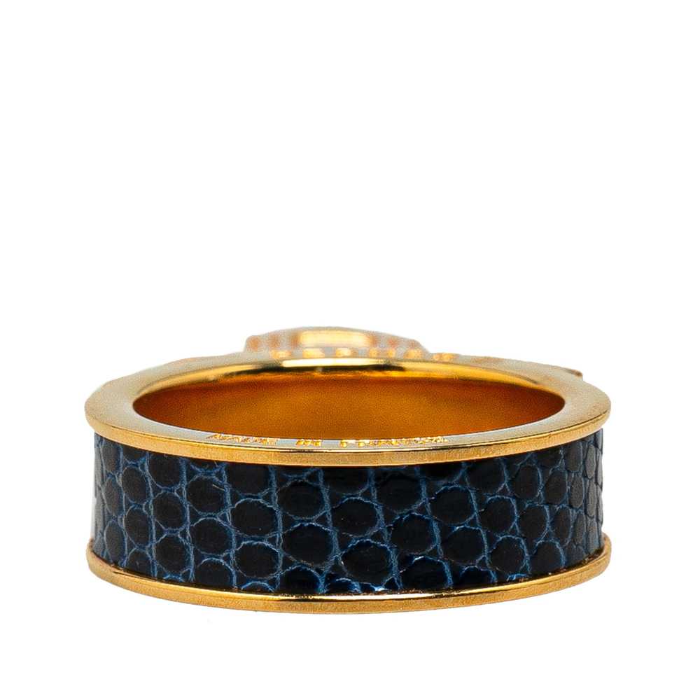 Blue Hermès Gold Plated Kelly Scarf Ring - image 3