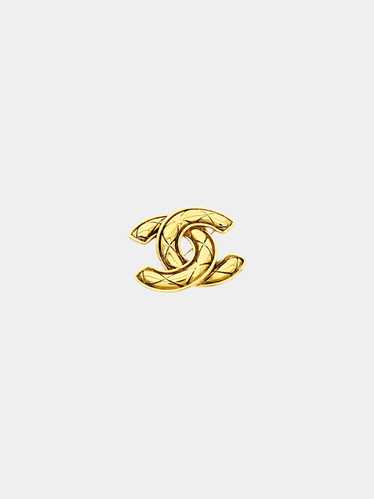 Chanel 1980s Gold Matelasse CC Brooch