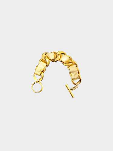 Chanel 1980s Gold Leather-Threaded Large Chain Lin