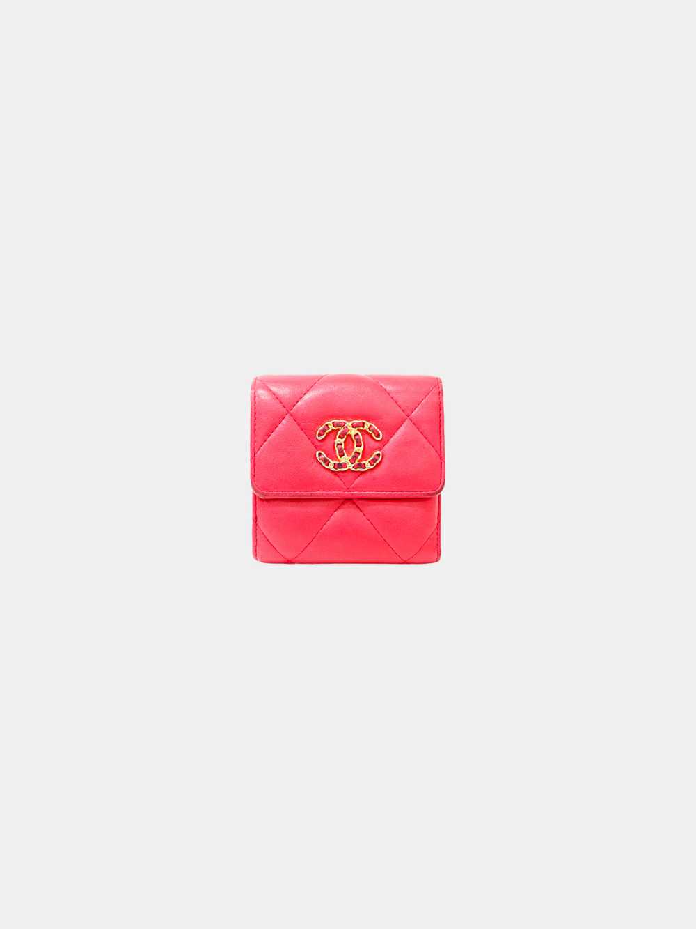 Chanel 2020 Pink Lambskin Matelasse Wallet - image 1