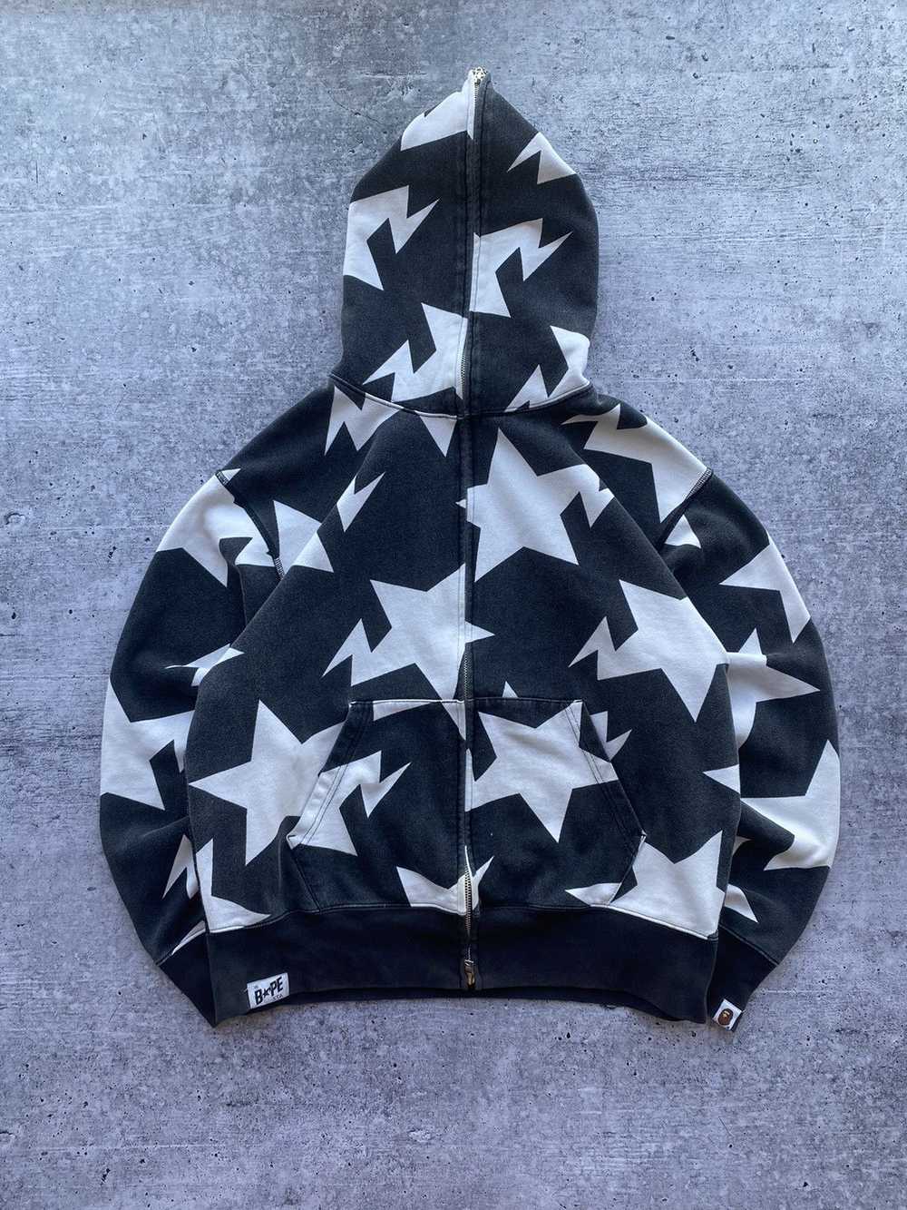 Bape Bape Sta Star Pattern Full Zip Hoodie size M - image 2