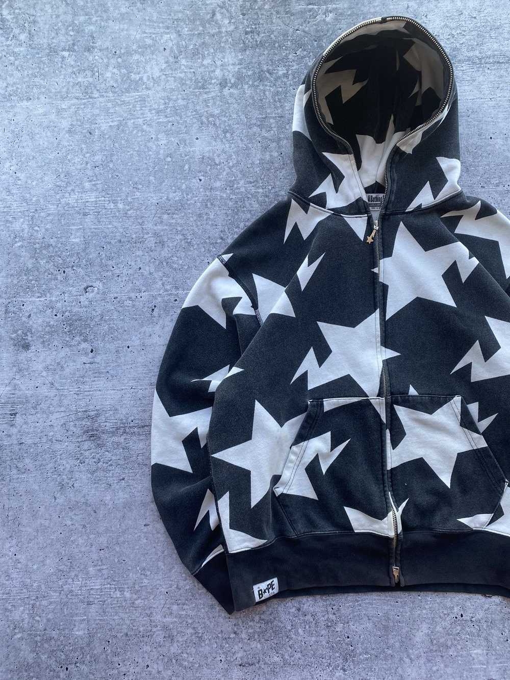 Bape Bape Sta Star Pattern Full Zip Hoodie size M - image 4