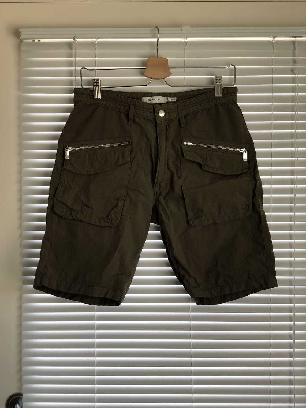 Nonnative Olive Trooper shorts cotton ripstop ove… - image 3