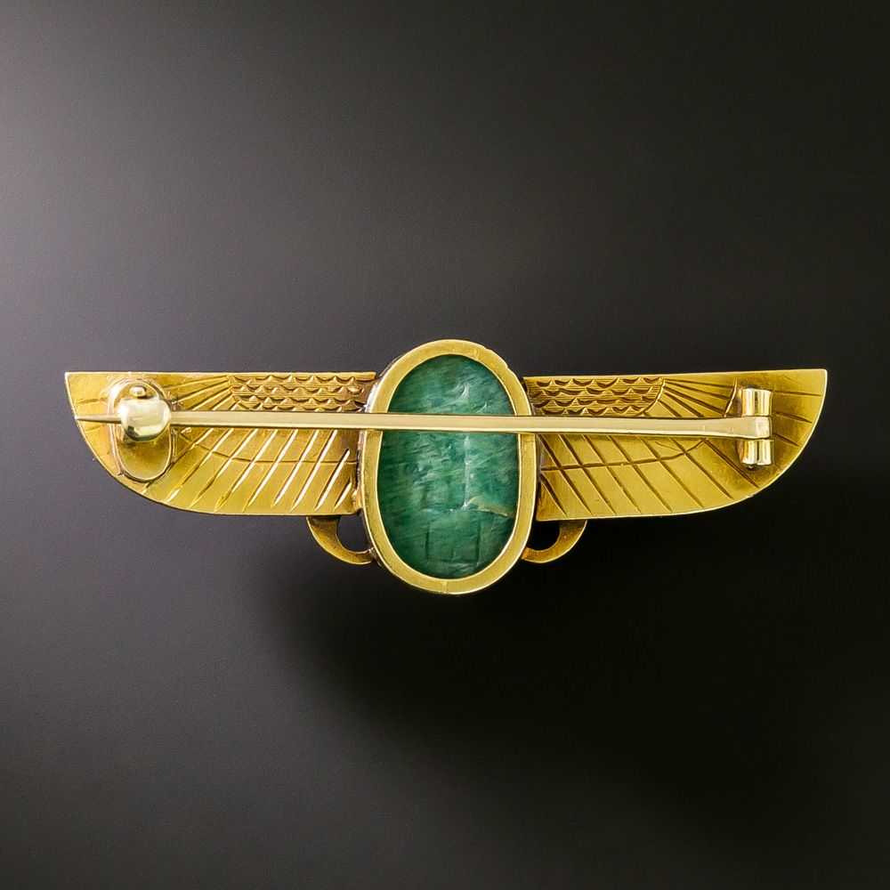 Victorian Egyptian Revival Winged Amazonite Scara… - image 2