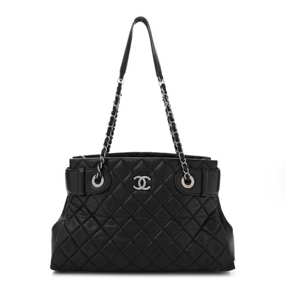 CHANEL Lambskin Quilted Small Coco Loop Tote Black - image 1