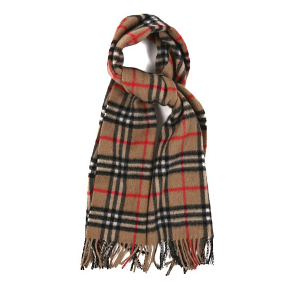 BURBERRY Wool Cashmere House Check Fringe Scarf C… - image 1