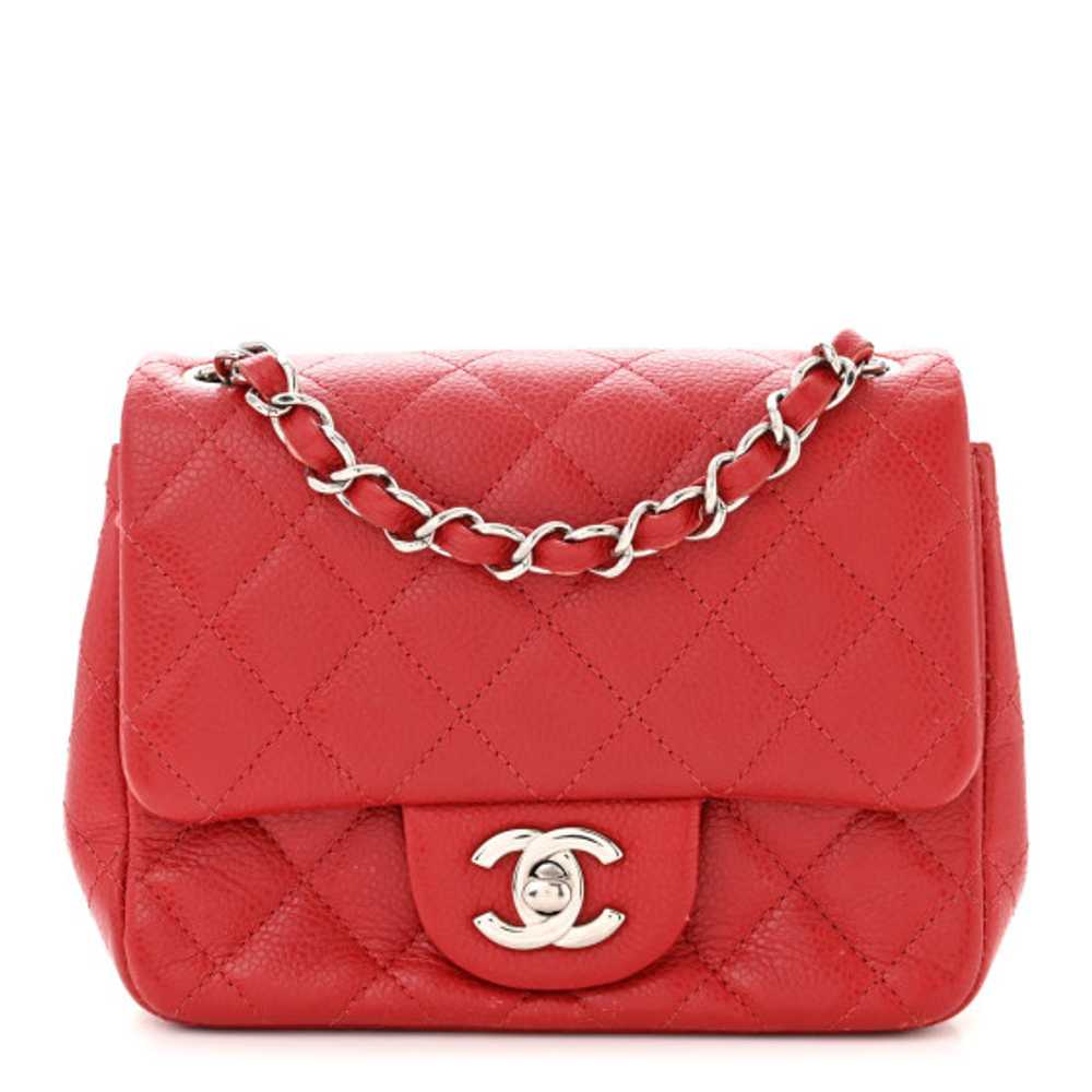 CHANEL Caviar Quilted Mini Square Flap Red - image 1