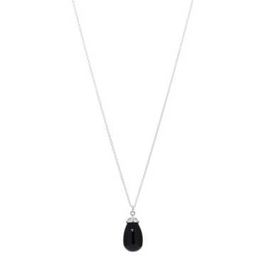 TIFFANY Sterling Silver Black Onyx Drop Pendant N… - image 1