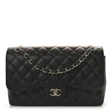 CHANEL Caviar Quilted Jumbo Double Flap Black