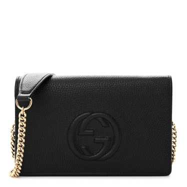 GUCCI Pebbled Calfskin Soho Wallet On Chain Black - image 1