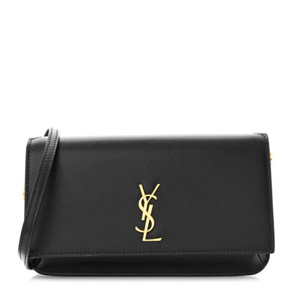 SAINT LAURENT Grained Calfskin Monogram Phone Hol… - image 1