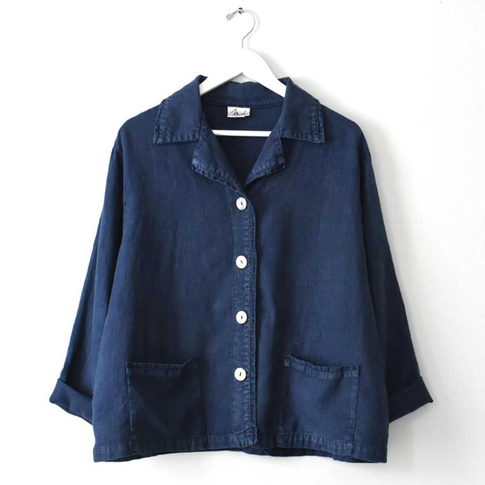 vintage indigo linen shacket (xl) - image 1