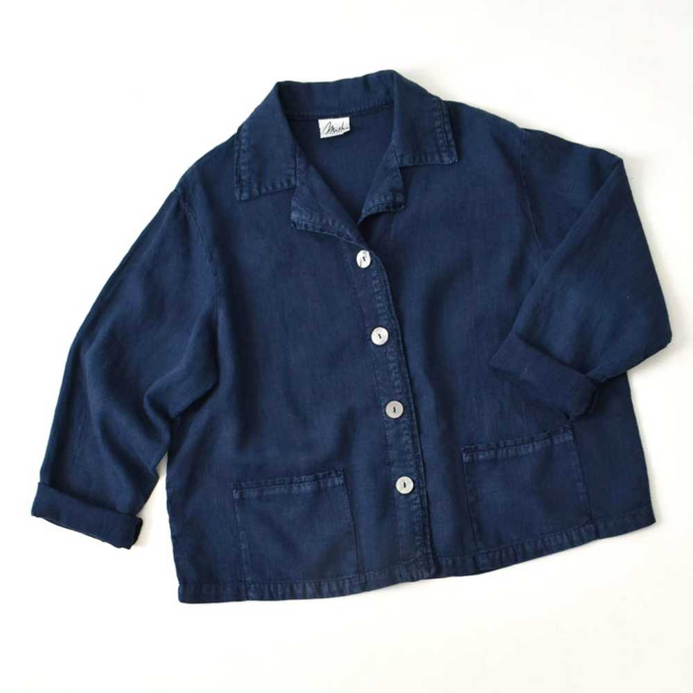 vintage indigo linen shacket (xl) - image 2