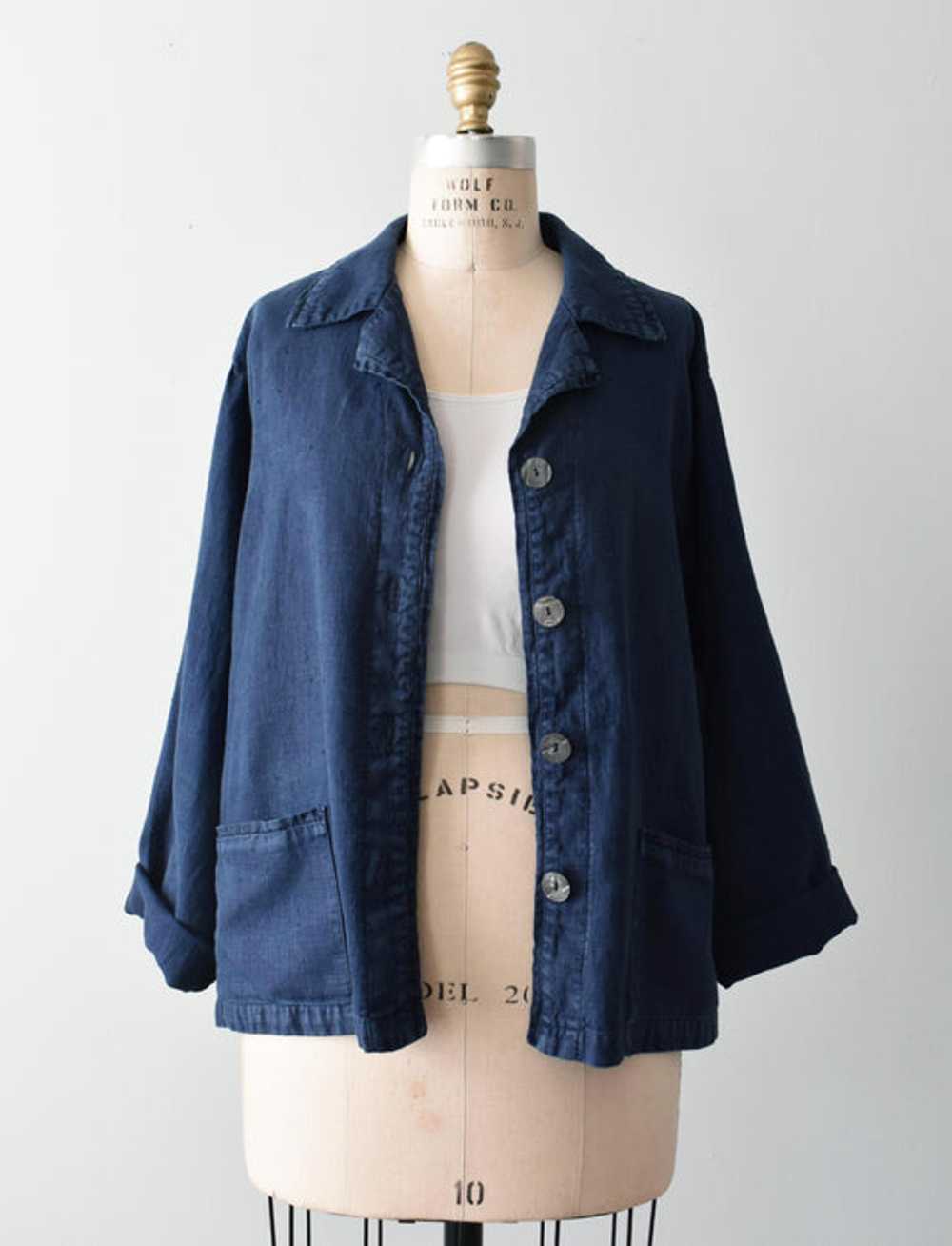 vintage indigo linen shacket (xl) - image 3