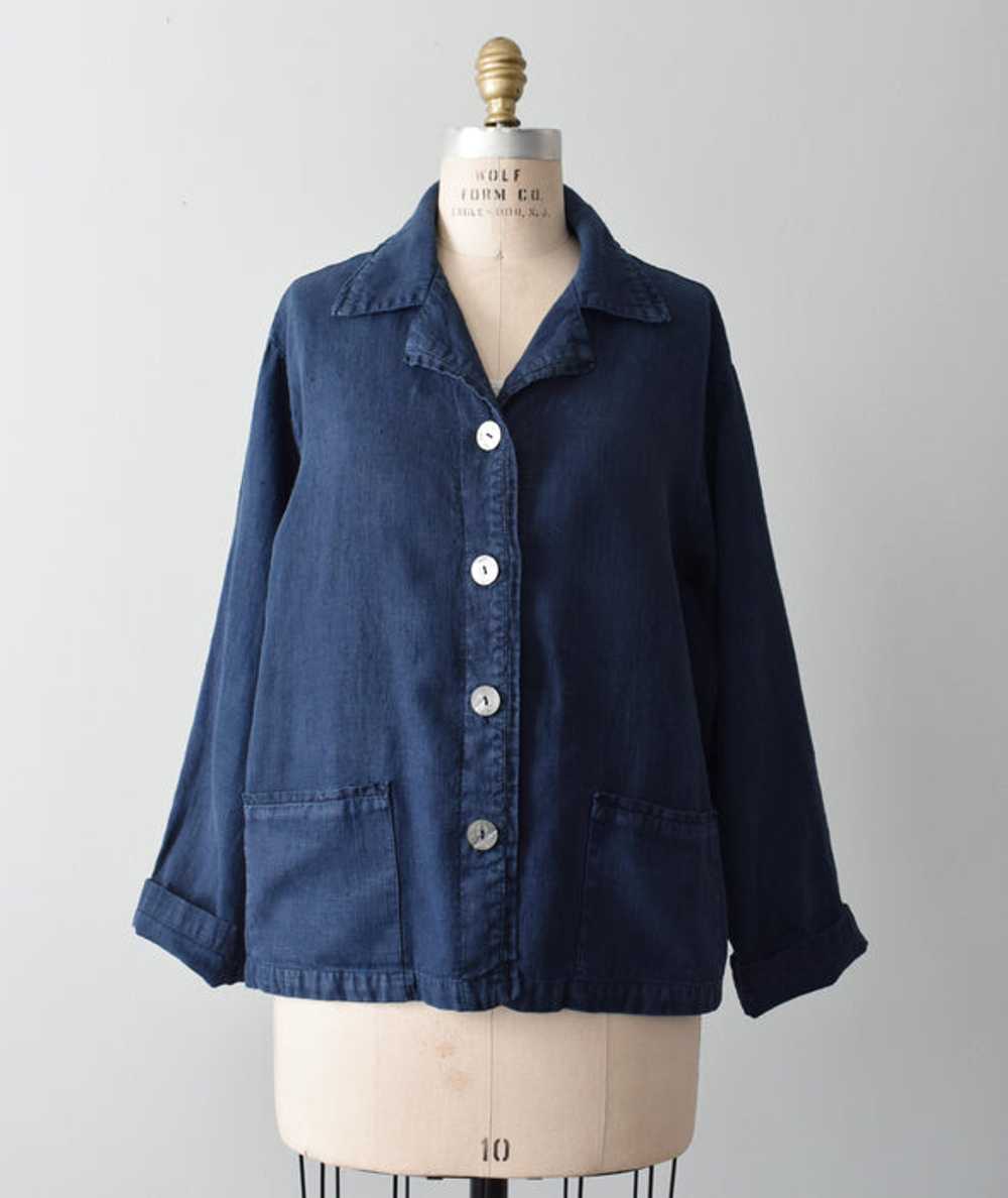 vintage indigo linen shacket (xl) - image 5