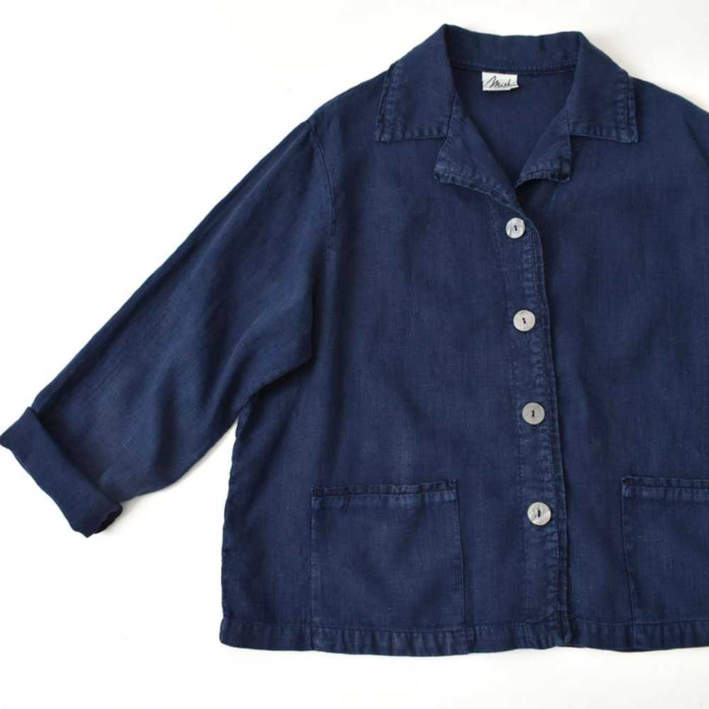 vintage indigo linen shacket (xl) - image 6