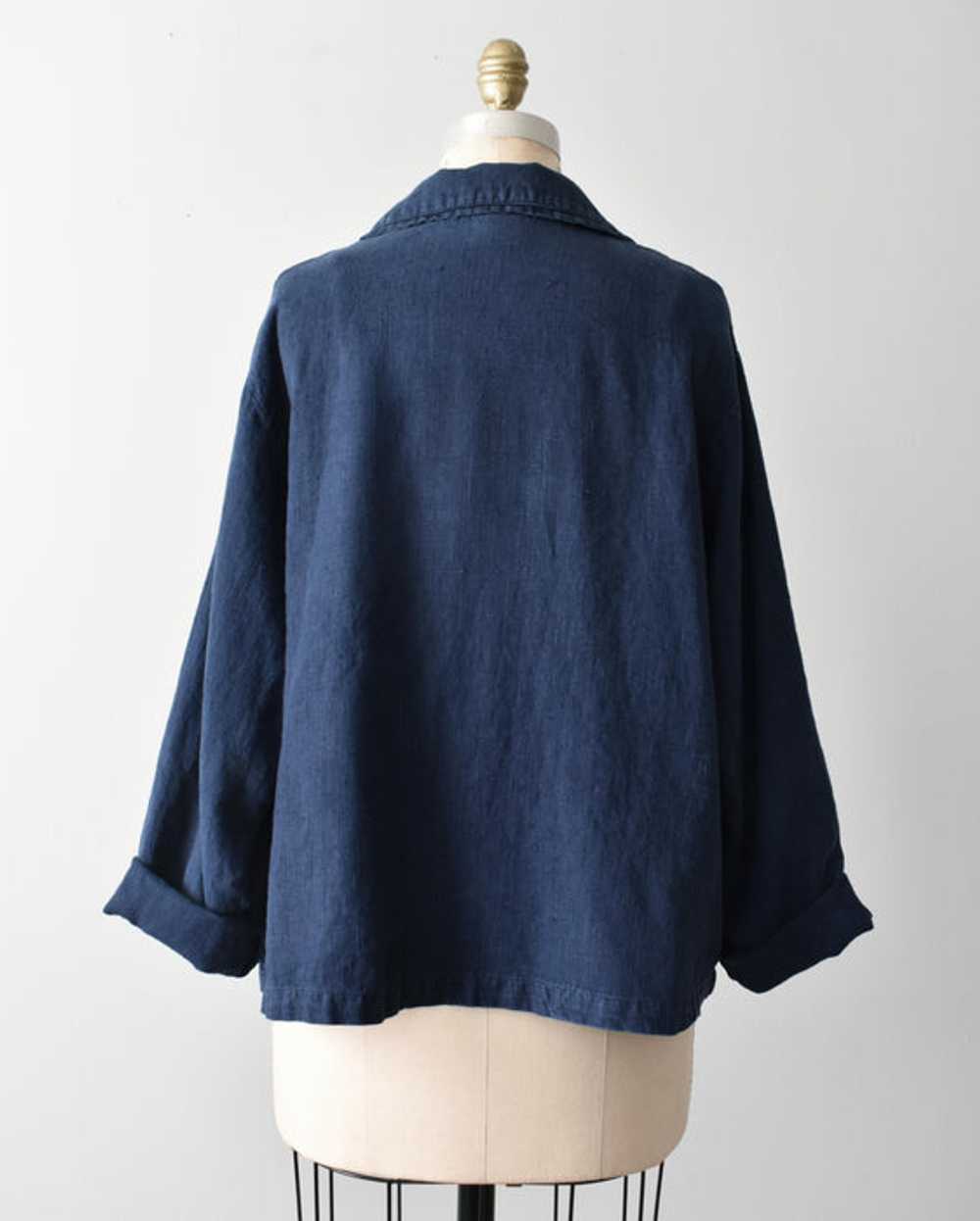 vintage indigo linen shacket (xl) - image 7