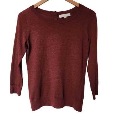 Designer LOFT Womens Burgundy Sweater Shirt Size … - image 1