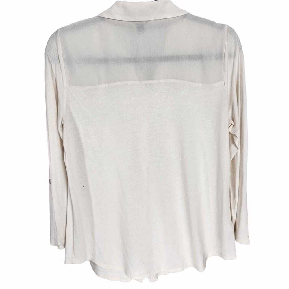 Ann Taylor Ann Taylor White Semi-Sheer 3/4 Sleeve… - image 2