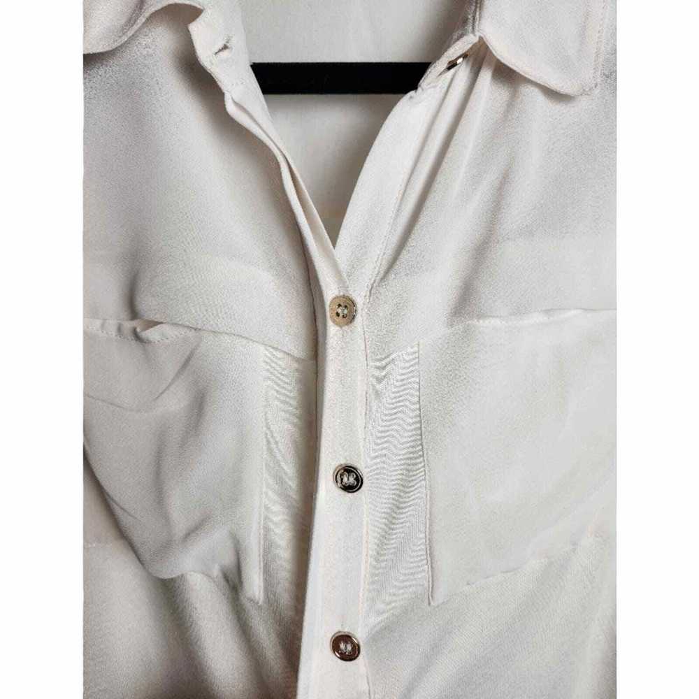 Ann Taylor Ann Taylor White Semi-Sheer 3/4 Sleeve… - image 4