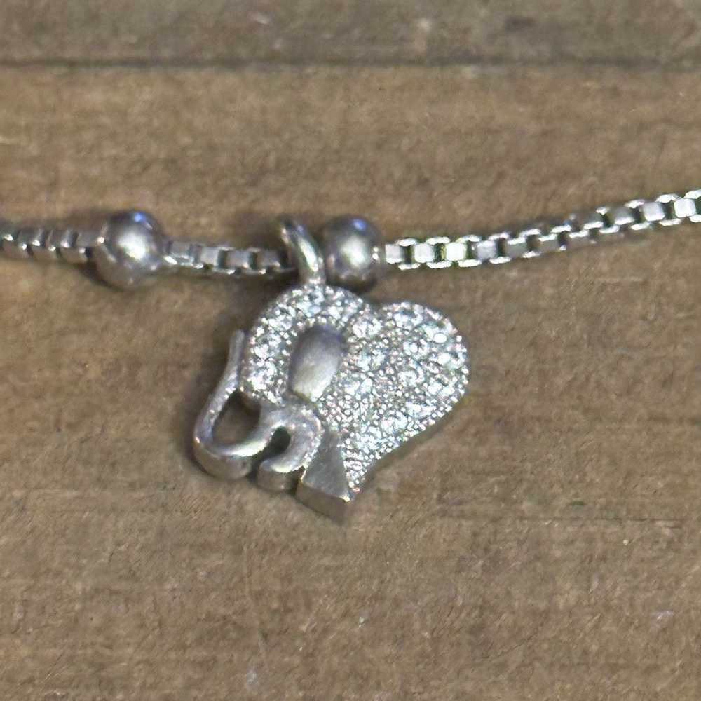 Other Dainty silver tone paved elephant charm bra… - image 3