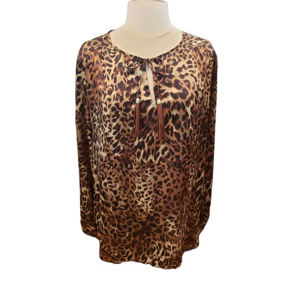 Chicos Chico's Leopard Print Blouse Tunic Top Siz… - image 1