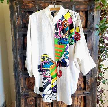 Dilemma NY Handpainted Organic Cotton Tunic (One… - image 1