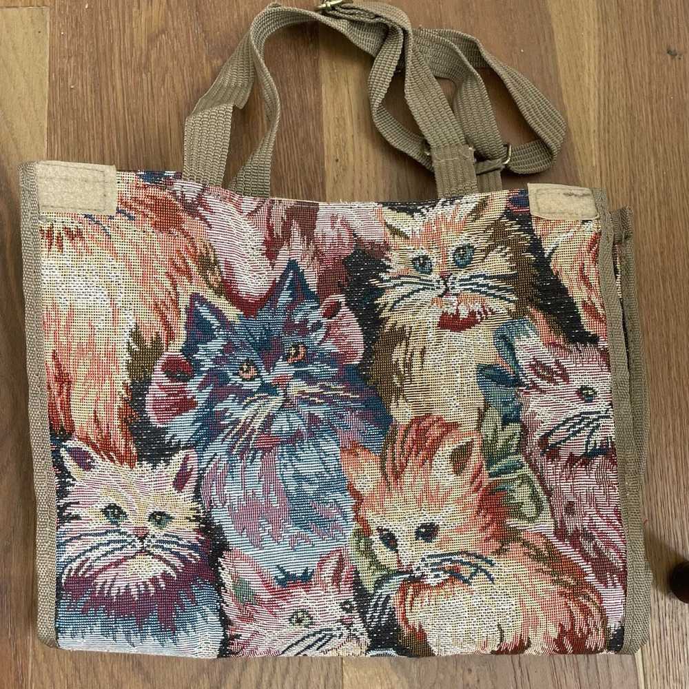 Vintage Vintage Cat Tapestry Wheeled Shopper Bag … - image 11