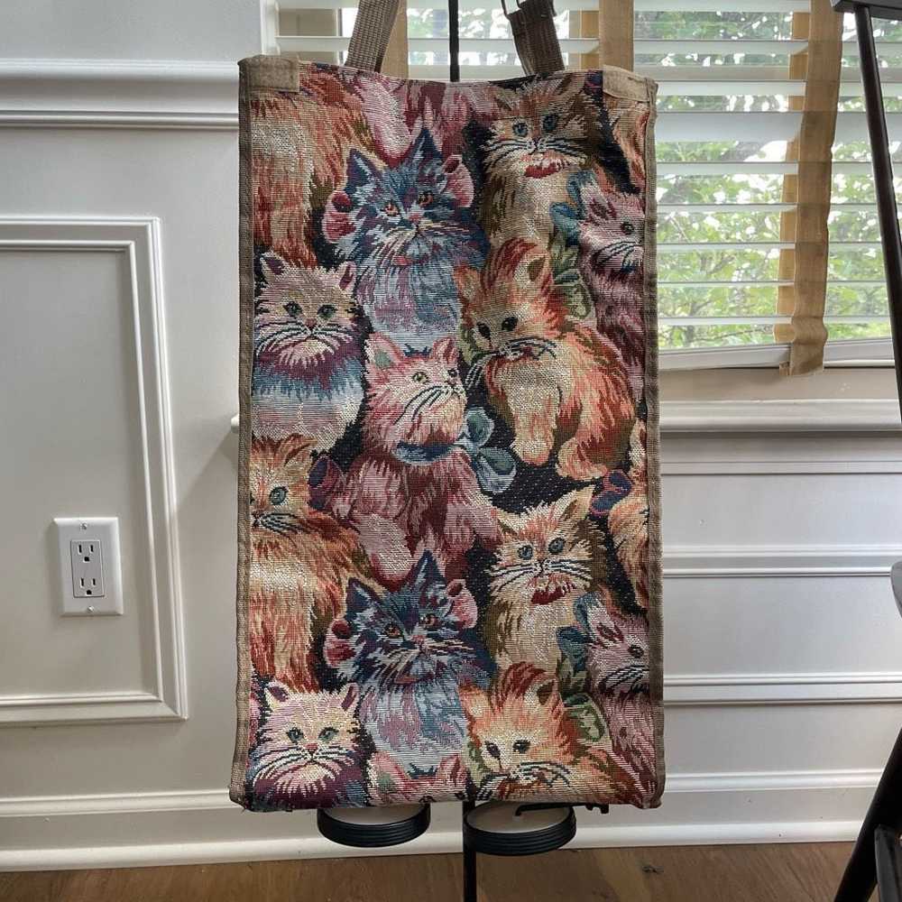 Vintage Vintage Cat Tapestry Wheeled Shopper Bag … - image 1