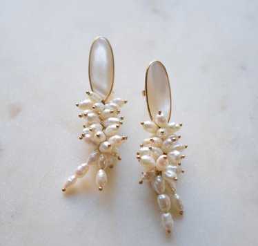 Donna Chambers 14K Gold Mother of Pearl Earrings … - image 1