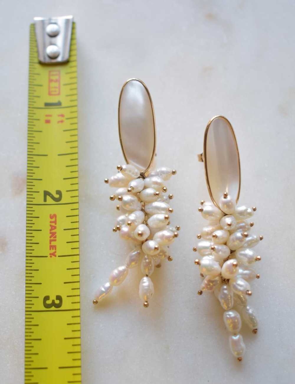 Donna Chambers 14K Gold Mother of Pearl Earrings … - image 5