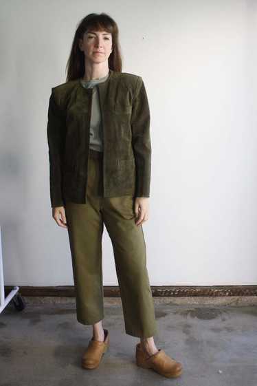 Vintage Olive Suede Jacket - Olive