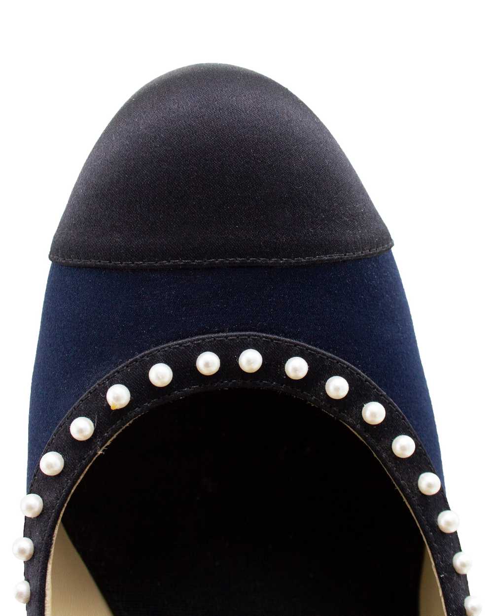 Chanel Navy and Black Evening Shoe with Pearls - image 4