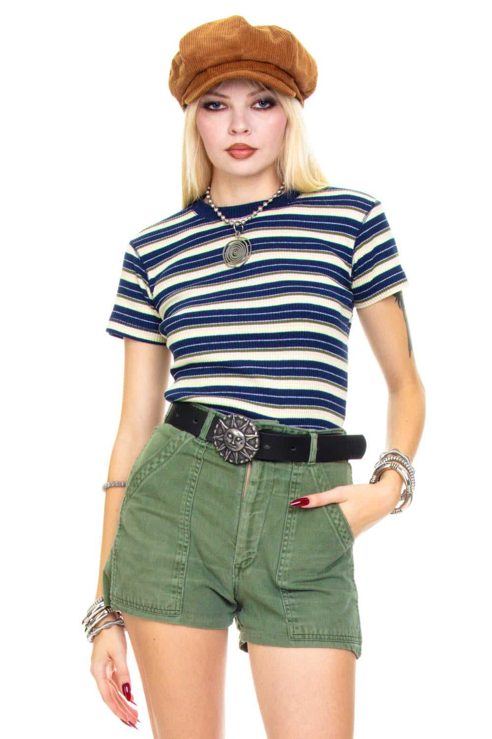 Vintage Y2K Moody Blue Stripe Top - S/M - image 1