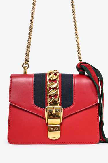 Gucci Red Leather Web 'Sylvie' Mini Crossbody Bag