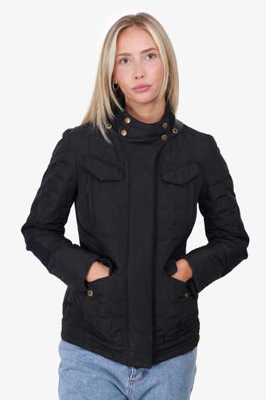 Gucci Black Nylon Quilted Elbow Patch Jacket Size 