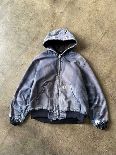 1990s Carhartt Hooded Work Jacket Faded Blueberry