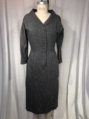 Vintage 50s Grey Wool Wiggle Dress