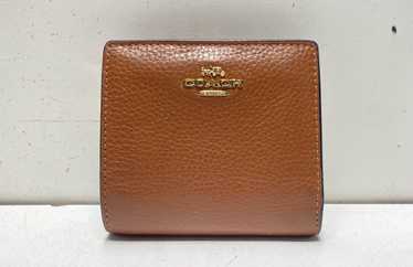 Coach Brown Leather Zip Around Coin Pouch Card Wa… - image 1