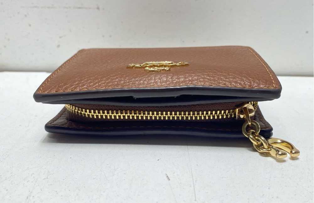 Coach Brown Leather Zip Around Coin Pouch Card Wa… - image 3