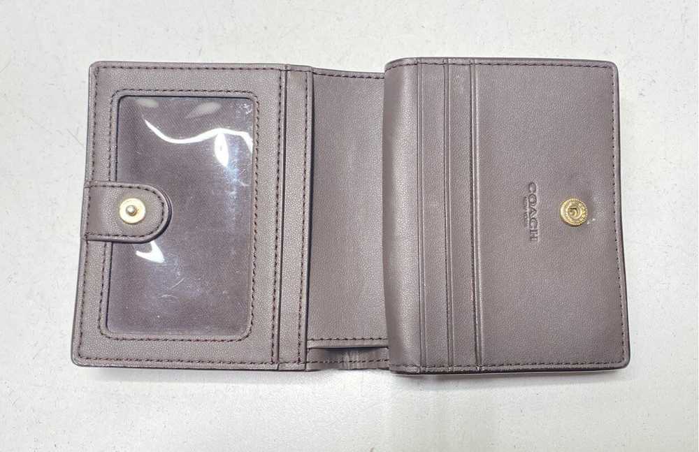 Coach Brown Leather Zip Around Coin Pouch Card Wa… - image 4