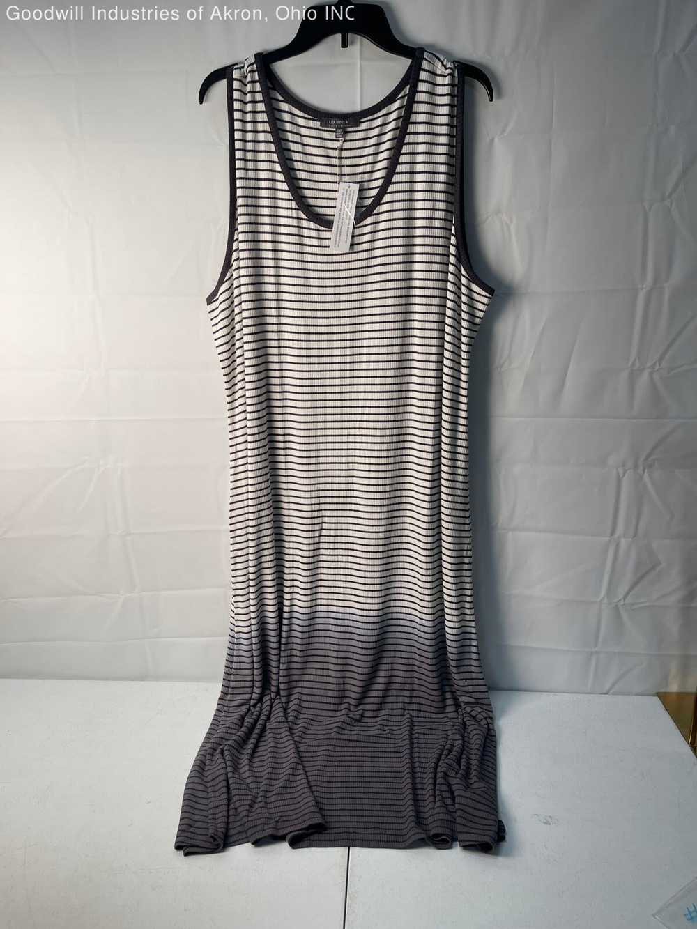 NWT Lisa Rinna Women's Gray Striped Maxi Dress, S… - image 1