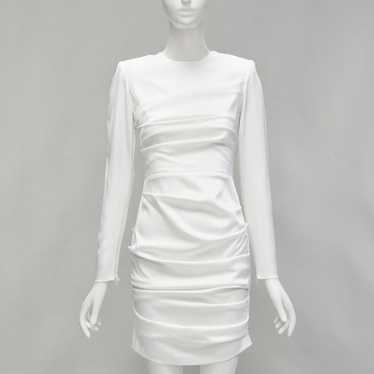 Alex Perry ALEX PERRY Blaze white ruched satin ba… - image 1